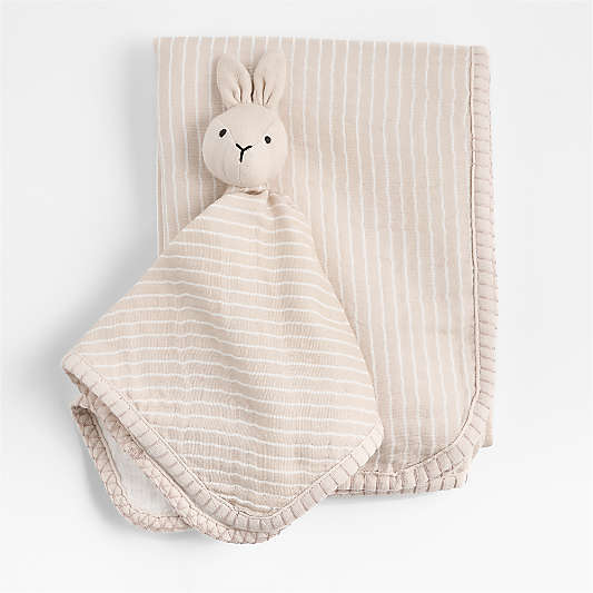 Bunny Lovey and Baby Stroller Blanket Gift Set