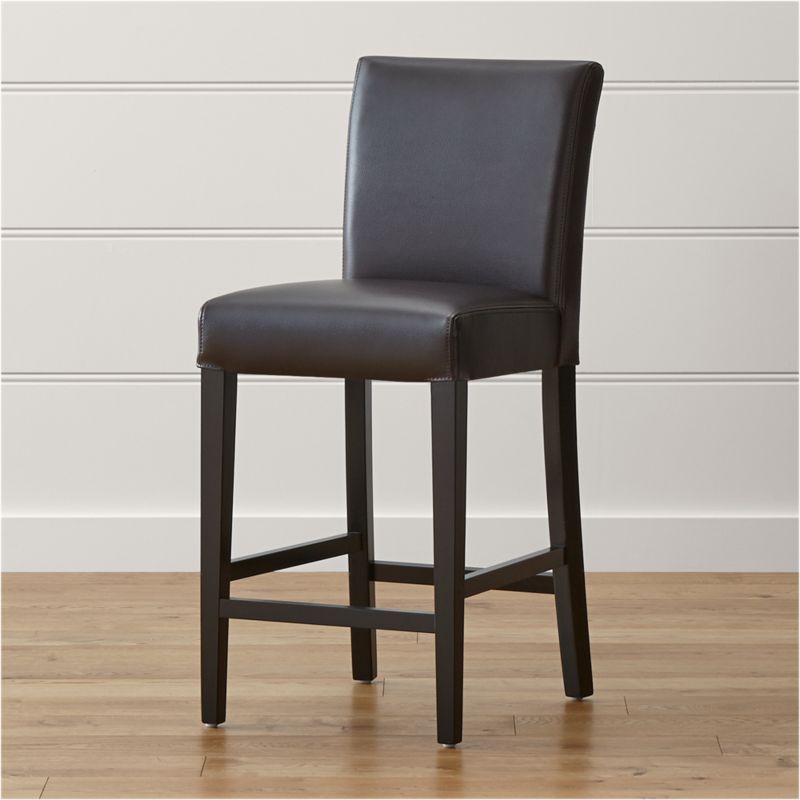 Lowe Chocolate Leather Counter Stool with Ebony Wood Legs - image 0 of 4