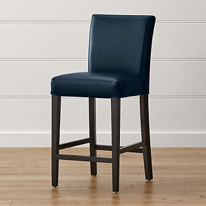 Lowe Navy Leather Counter Stool, Navy Blue Faux Leather Bar Stools