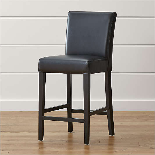 Lowe Onyx Leather Counter Stool with Ebony Wood Legs