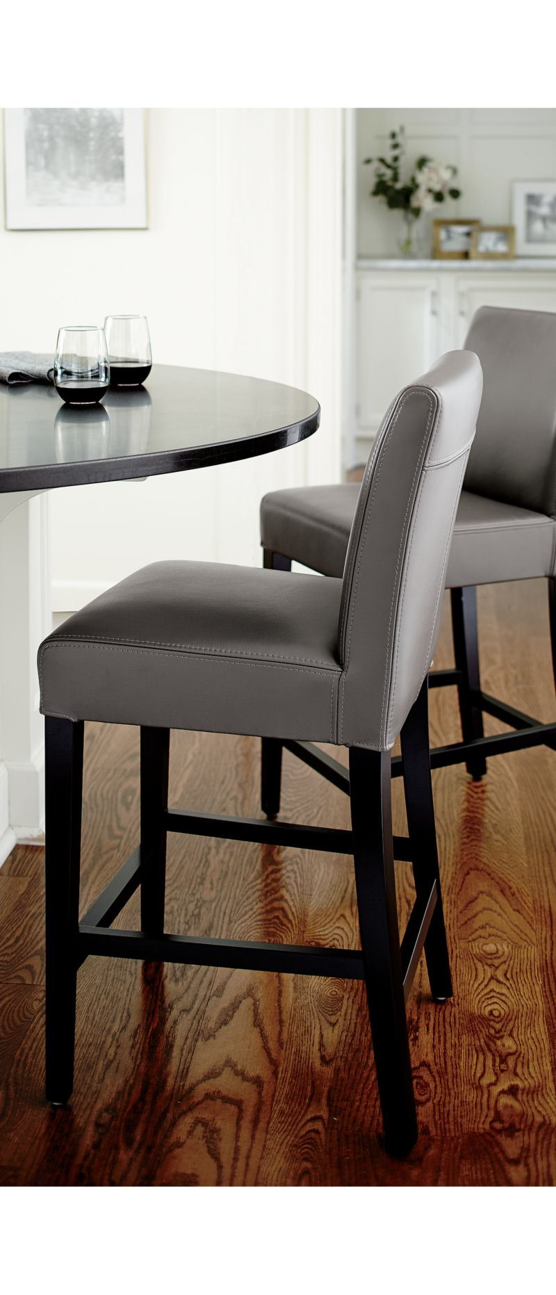 Lowe Smoke Leather Counter Stool