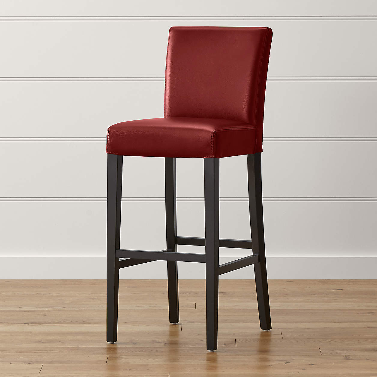Lowe Red Leather Bar Stool + Reviews Crate & Barrel