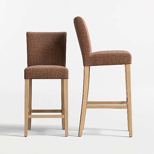 Lowe Doux Sienna Upholstered Stools with Natural Wood Legs