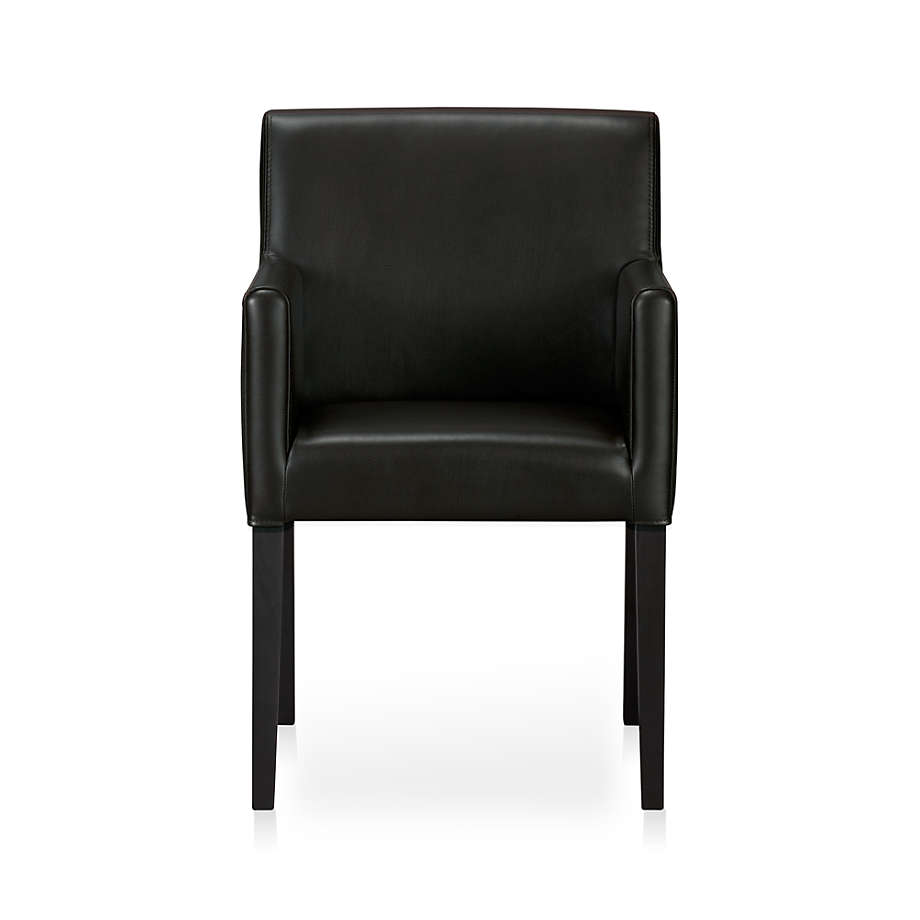 Lowe Onyx Leather Dining Arm Chair, Black And White Leather Dining Room Chair With Arms