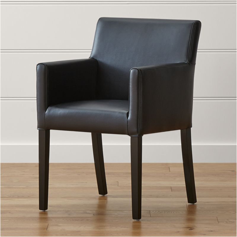 Lowe Onyx Leather Dining Arm Chair
