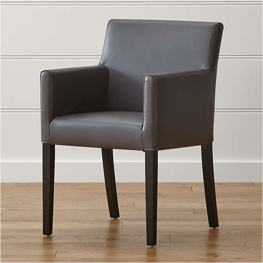 Lowe Smoke Leather Dining Arm Chair, Leather Armchair Dining Chair