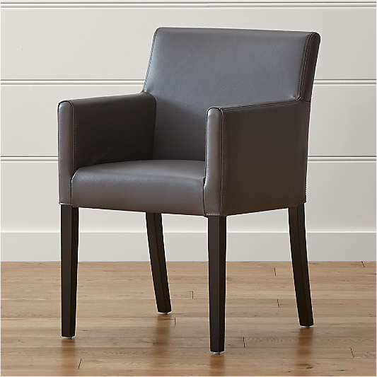 Lowe Smoke Leather Dining Arm Chair