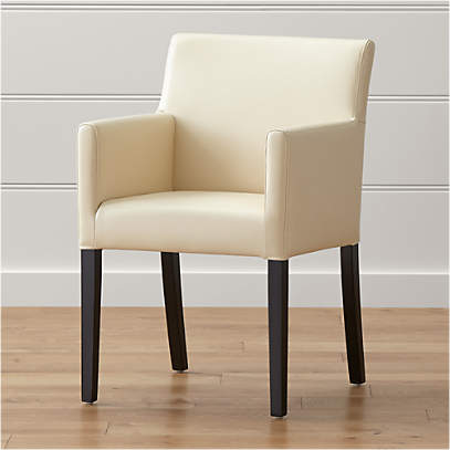 Lowe Ivory Leather Dining Arm Chair, Ivory Leather Chairs