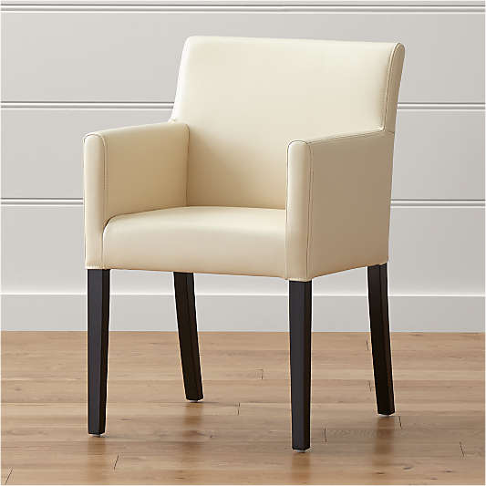 Lowe Ivory Leather Dining Arm Chair