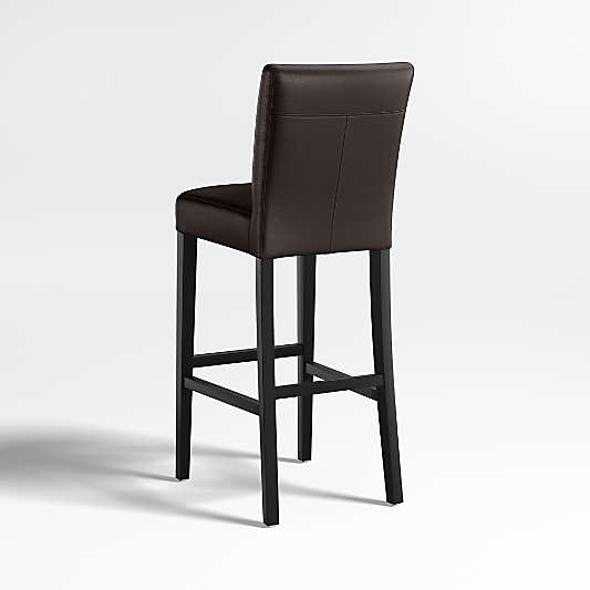 Lowe Chocolate Leather Bar Stool with Ebony Wood Legs