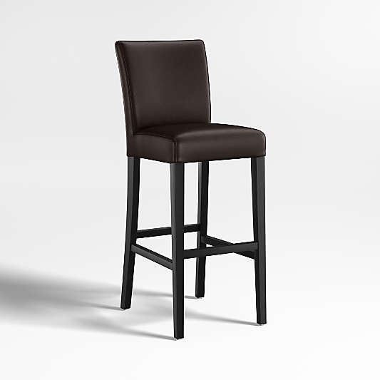 Lowe Chocolate Leather Bar Stool with Ebony Wood Legs