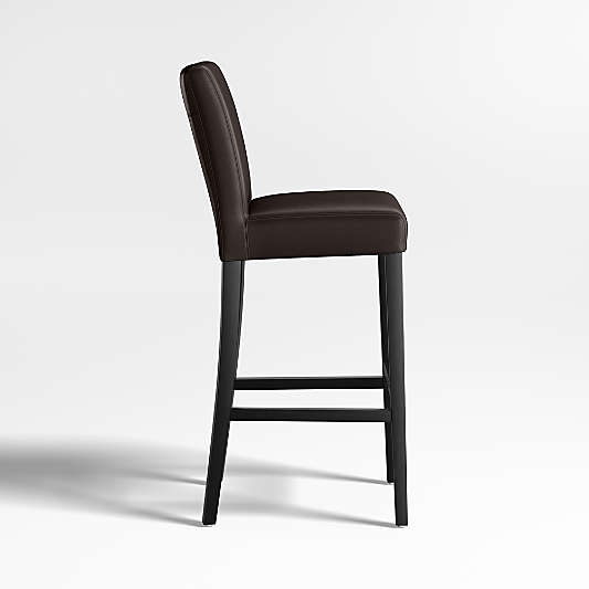 Lowe Chocolate Leather Bar Stool with Ebony Wood Legs