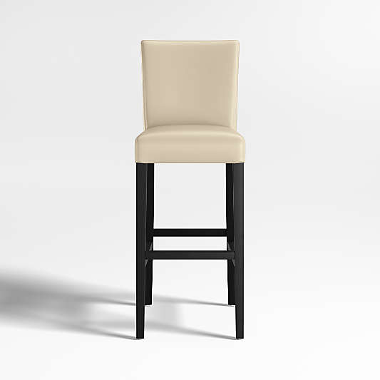 Lowe Ivory Leather Stools with Ebony Wood Legs