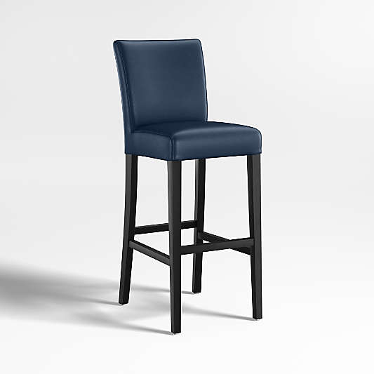 Lowe Navy Leather Bar Stool