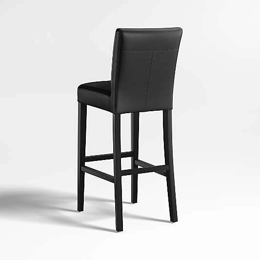 Lowe Onyx Leather Bar Stool with Ebony Wood Legs