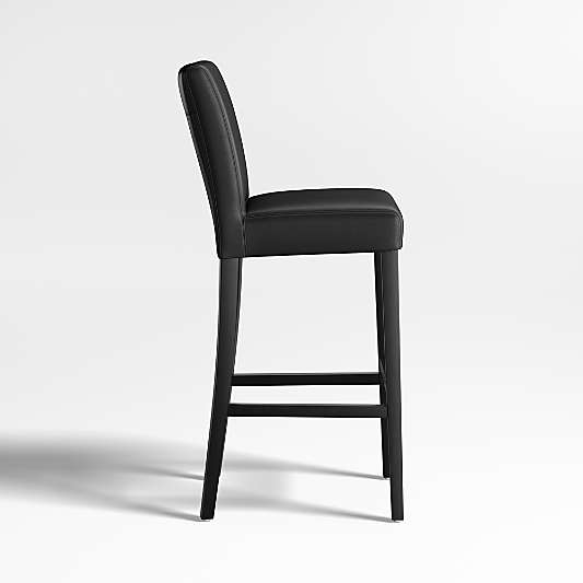 Lowe Onyx Leather Bar Stool with Ebony Wood Legs