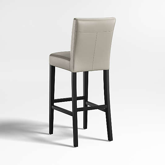 Lowe Pewter Grey Leather Bar Stool with Ebony Wood Legs