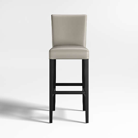 Lowe Pewter Grey Leather With Ebony Wood Legs Bar Stools