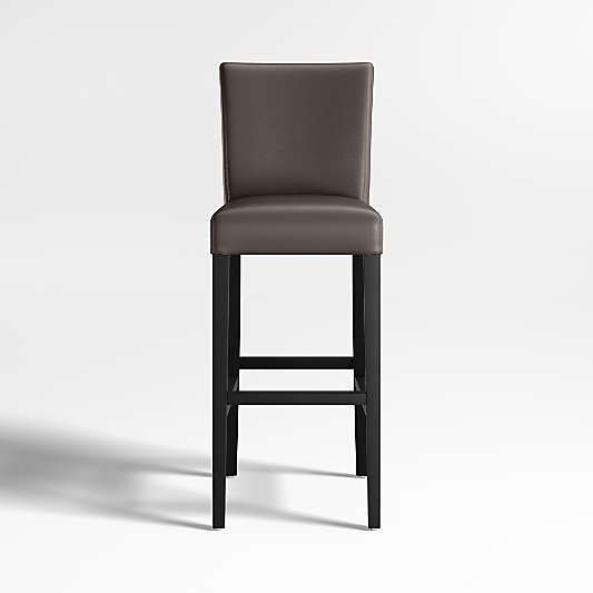 Lowe Smoke Grey Leather Counter Stool with Ebony Wood Legs