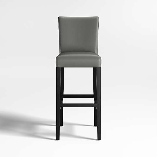 Lowe Smoke Grey Leather Bar Stool With Ebony Legs