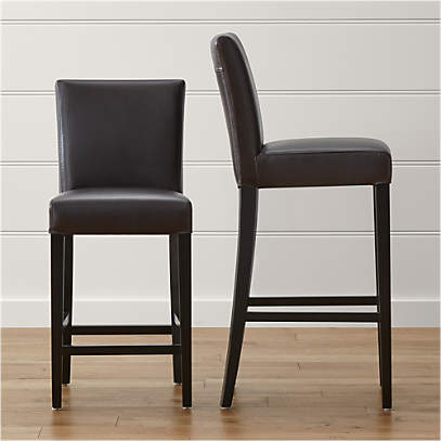 Lowe Chocolate Leather Bar Stools, Leather Director Bar Stools