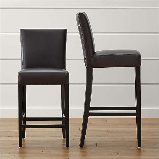 Lowe Chocolate Leather Counter Stool with Ebony Wood Legs