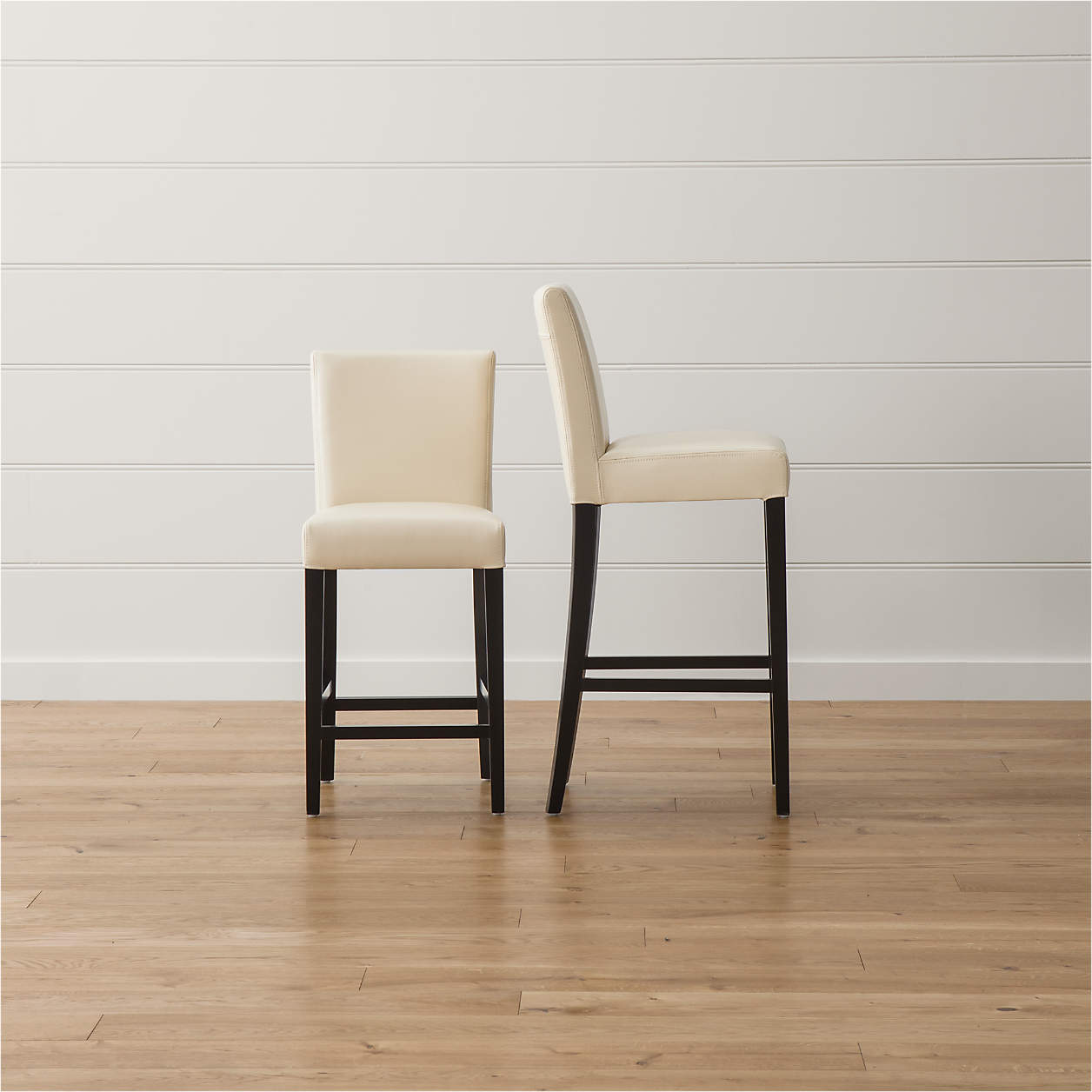 Lowe Ivory Leather Bar Stools Crate & Barrel