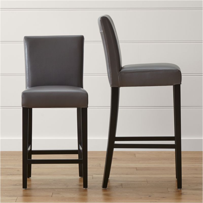 Lowe Smoke Leather Bar Stools Crate & Barrel