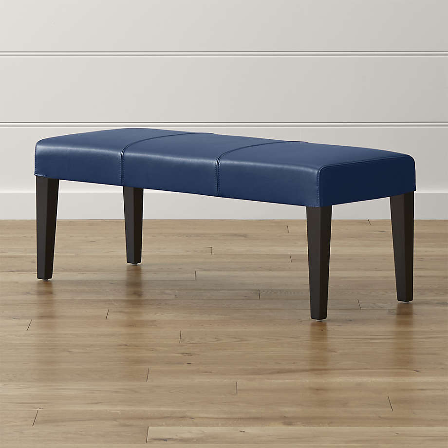 Lowe Navy Leather Backless Bench