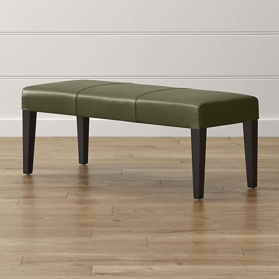 Lowe Olive Leather Backless Bench