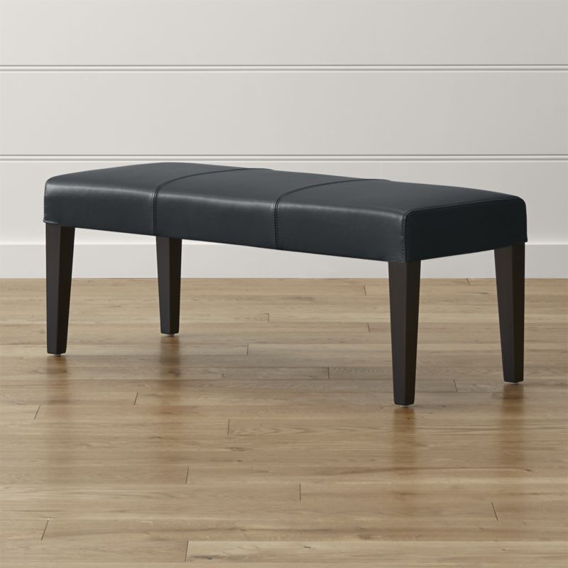Lowe Onyx Leather Backless Bench | Crate & Barrel