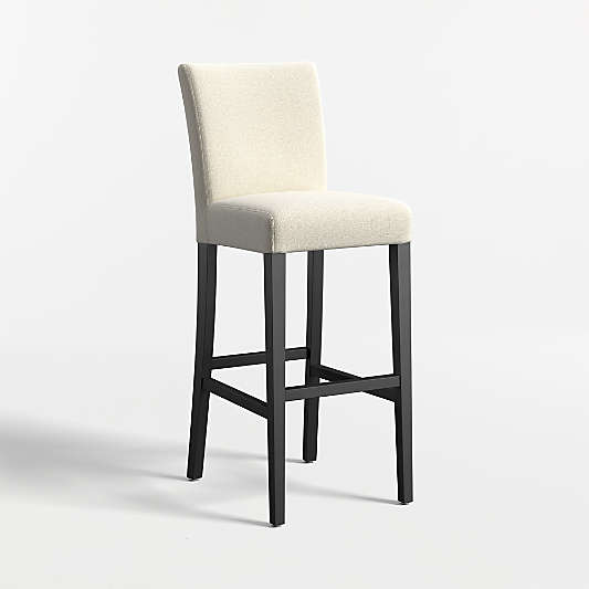 Lowe Ivory Upholstered Stools with Ebony Wood Legs