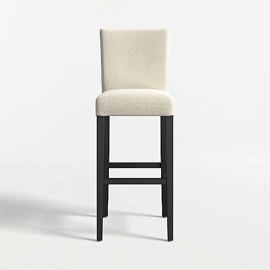 Lowe Ivory Upholstered Bar Stool with Ebony Wood Legs