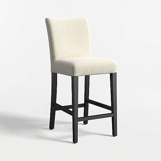 Lowe Ivory Upholstered Stools with Ebony Wood Legs
