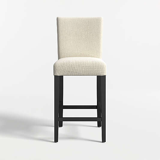 Lowe Ivory Upholstered Counter Stool with Ebony Wood Legs