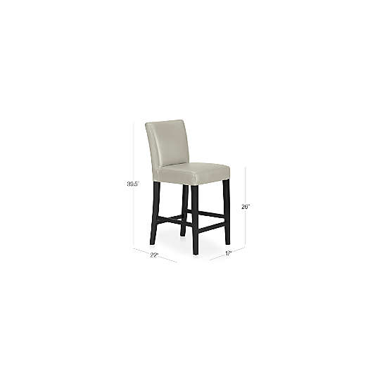 Lowe Pewter Grey Leather Counter Stool with Ebony Wood Legs