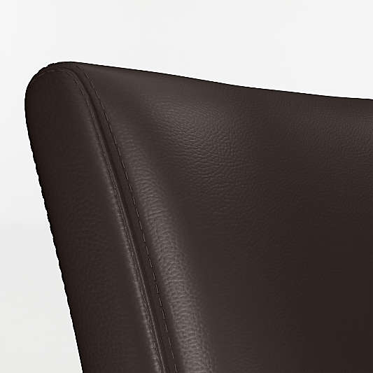 Lowe Chocolate Leather Stools with Natural Wood Legs