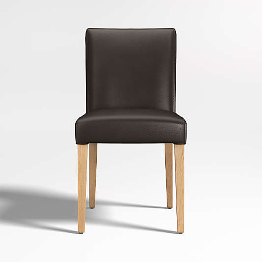 Lowe Chocolate Leather Dining Chair with Natural Wood Legs