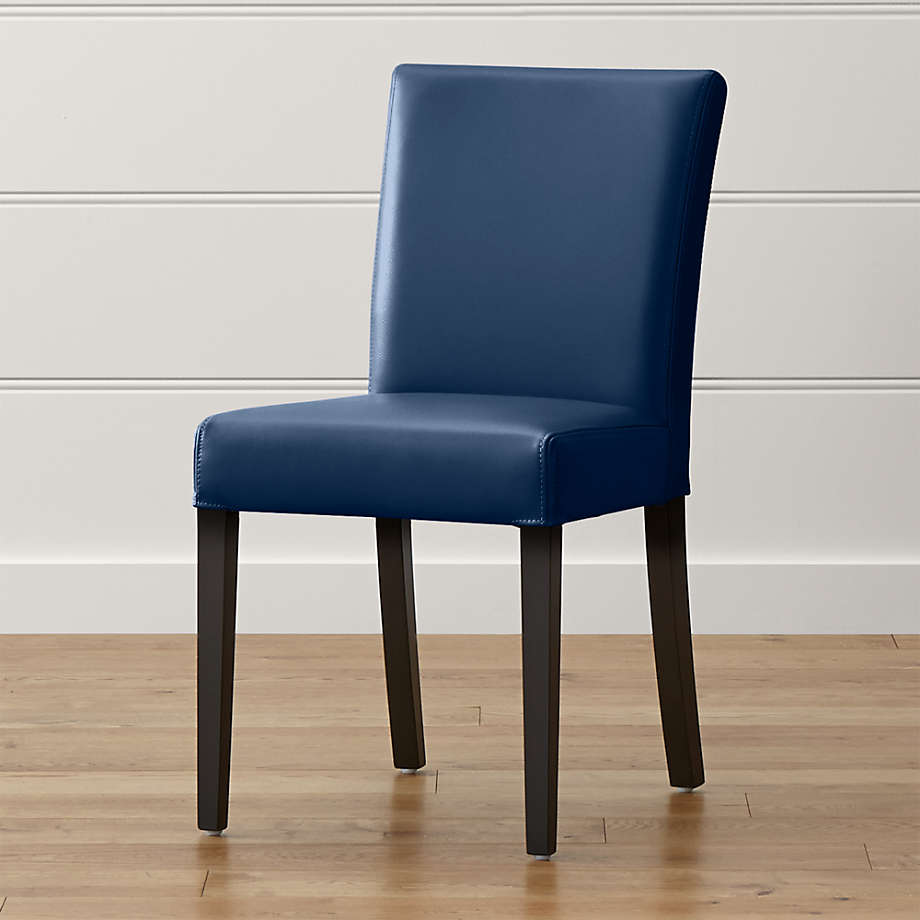 Lowe Navy Leather Dining Chair + Reviews Crate & Barrel