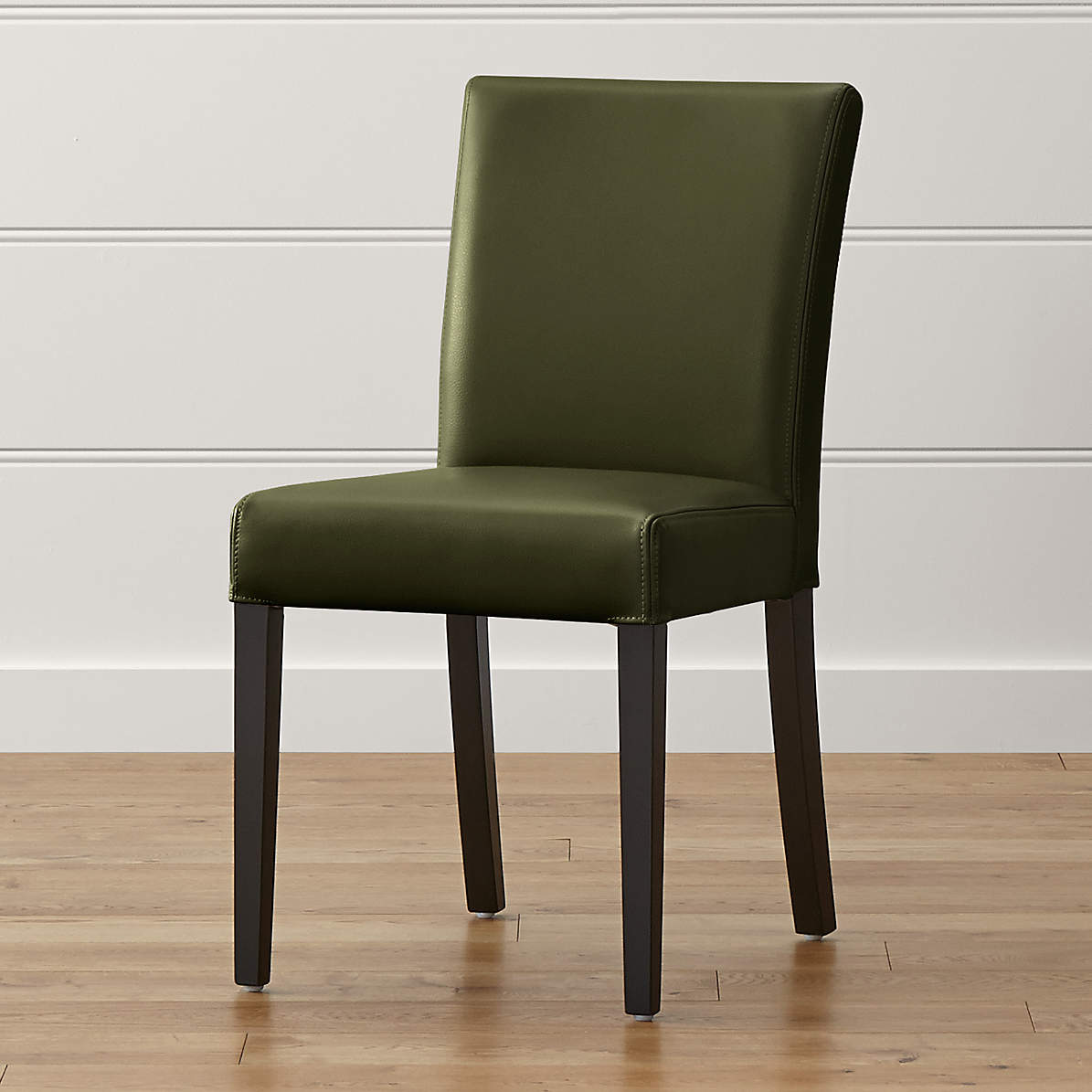 Lowe Olive Leather Dining Chair, Green Leather Dining Chair