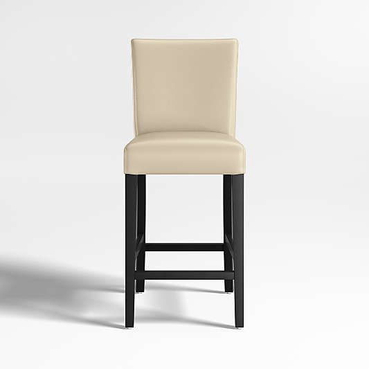 Lowe Ivory Leather Counter Stool with Ebony Wood Legs