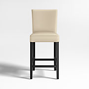 Lowe Ivory Upholstered Counter Stool with Natural Wood Legs