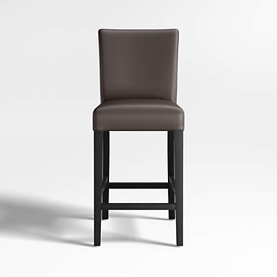 Lowe Smoke Grey Leather Counter Stool with Ebony Wood Legs