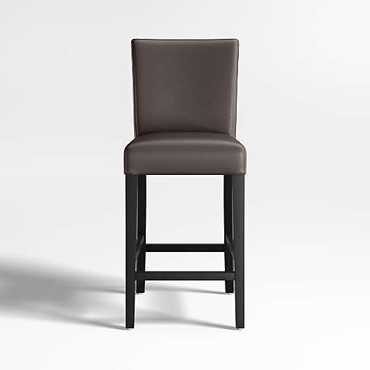 Lowe Smoke Grey Leather Counter Stool with Ebony Wood Legs