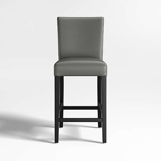 Lowe Smoke Grey Leather Stools with Ebony Wood Legs