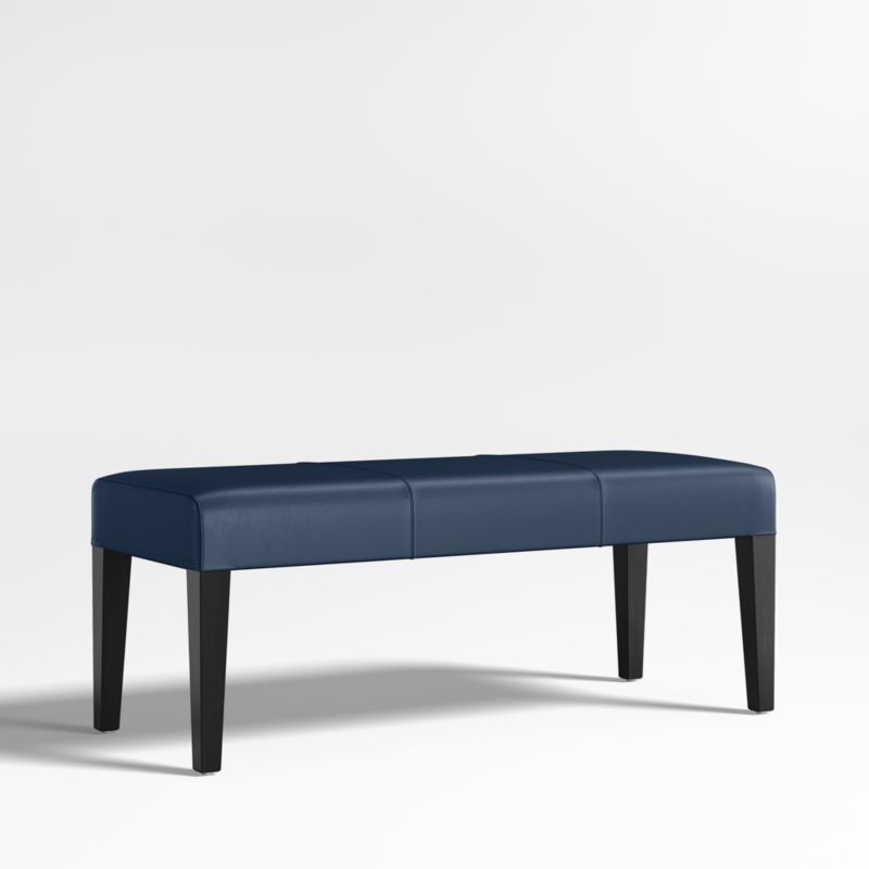Lowe Navy Leather Backless Bench.
