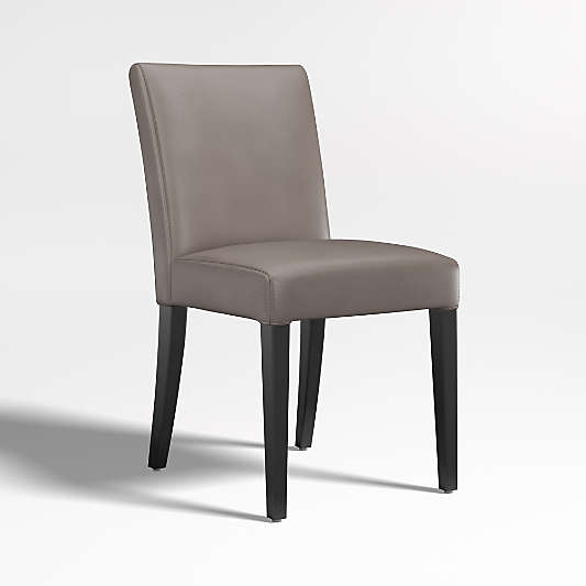 Lowe Grey Leather Dining Chair with Ebony Wood Legs