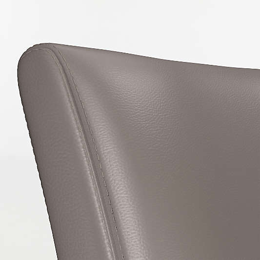 Lowe Grey Leather Stools with Natural Wood Legs