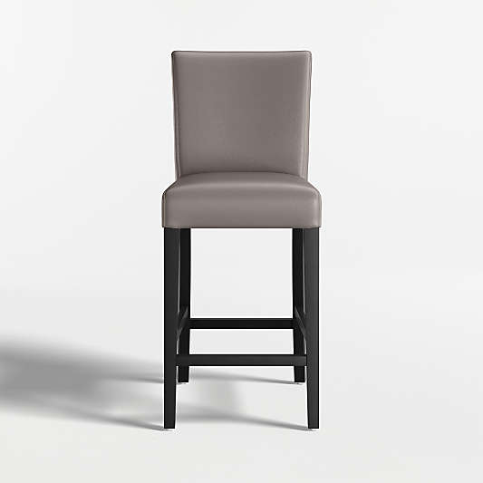 Lowe Grey Leather Counter Stool with Ebony Wood Legs