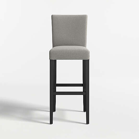 Lowe Charcoal Grey Upholstered Bar Stool with Ebony Wood Legs